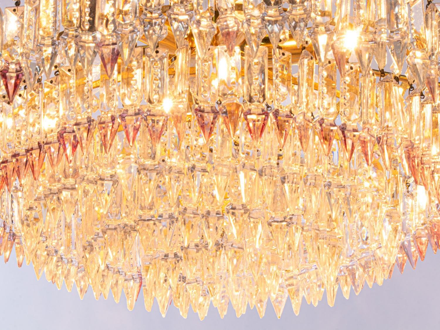 German Jewel Chandelier in Swarovski Crystal and Brass, 1960s