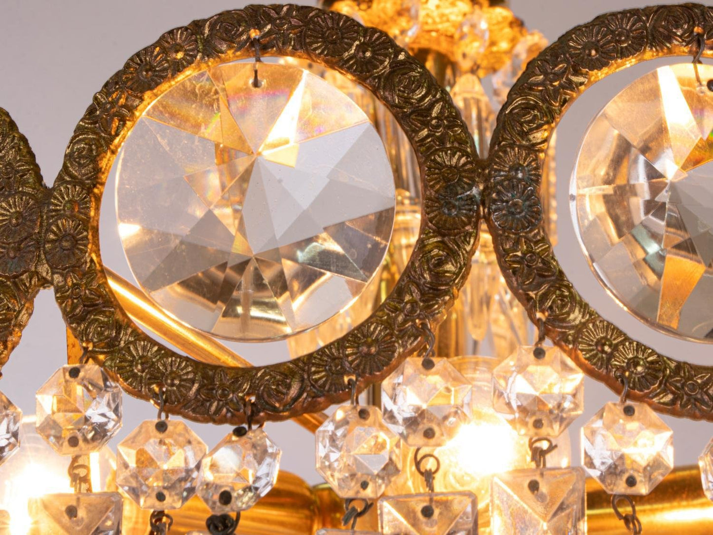 German Jewel Chandelier in Swarovski Crystal and Brass, 1960s