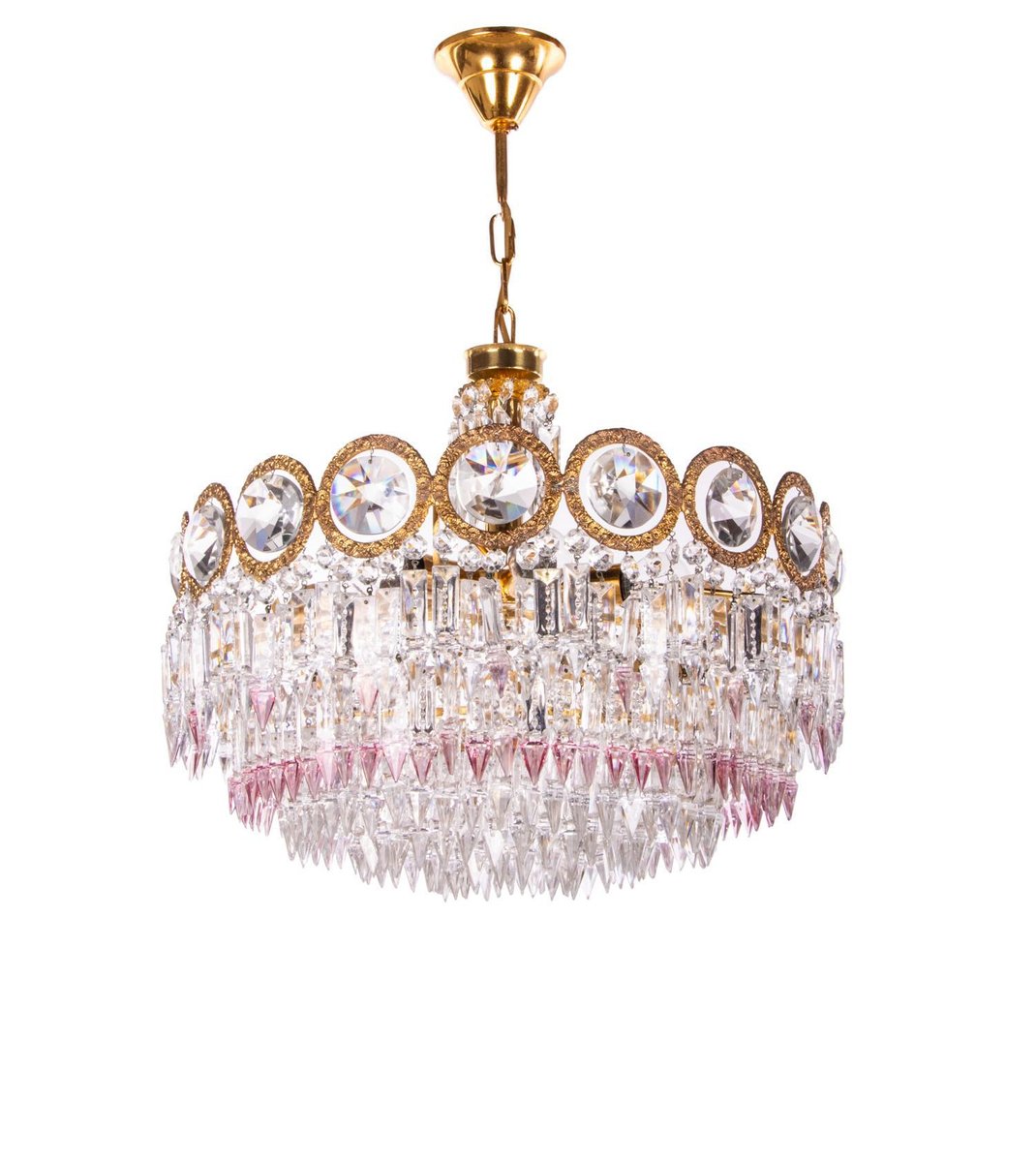 German Jewel Chandelier in Swarovski Crystal and Brass, 1960s