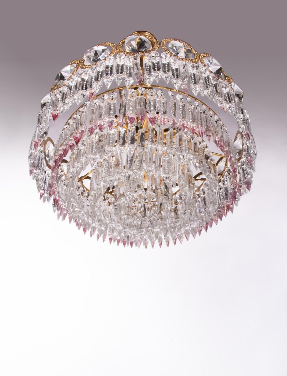 German Jewel Chandelier in Swarovski Crystal and Brass, 1960s