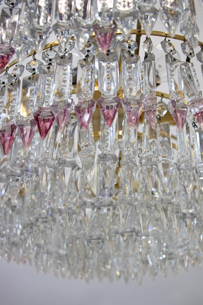 German Jewel Chandelier in Swarovski Crystal and Brass, 1960s