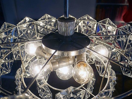 German Kinkeldey Chromed Crystal Chandelier from Kinkeldey, 1960s-DEK-932421