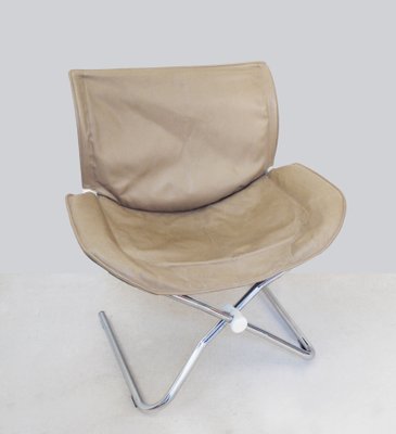 German Leather and Chrome Folding Swivel Chair by Simon Desata for Cor, 1980s-DEK-550100