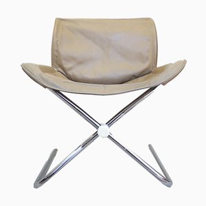 German Leather and Chrome Folding Swivel Chair by Simon Desata for Cor, 1980s-DEK-550100