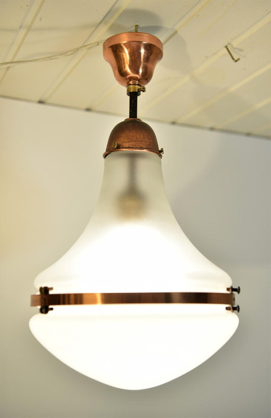 German Luzette Copper Pendant Lamp Short Rod by Peter Behrens for Behr