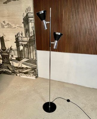 German Minimalist Chromed Floor Lamp with Adjustable Spotlights from Hustadt Leuchten, 1960s-JP-1098459