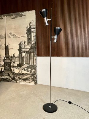 German Minimalist Chromed Floor Lamp with Adjustable Spotlights from Hustadt Leuchten, 1960s-JP-1098459