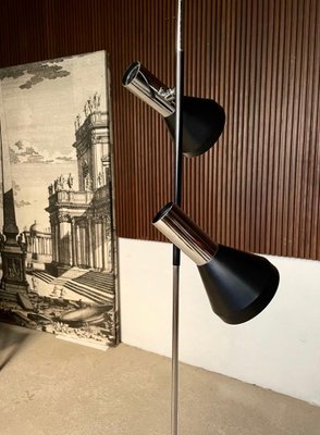 German Minimalist Chromed Floor Lamp with Adjustable Spotlights from Hustadt Leuchten, 1960s-JP-1098459