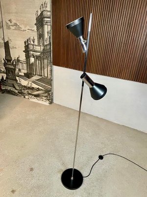 German Minimalist Chromed Floor Lamp with Adjustable Spotlights from Hustadt Leuchten, 1960s-JP-1098459