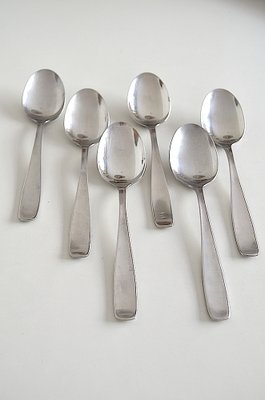 German Model 3800 Soup Spoons by Wilhelm Wagenfeld for WMF, Set of 6-OV-1294683