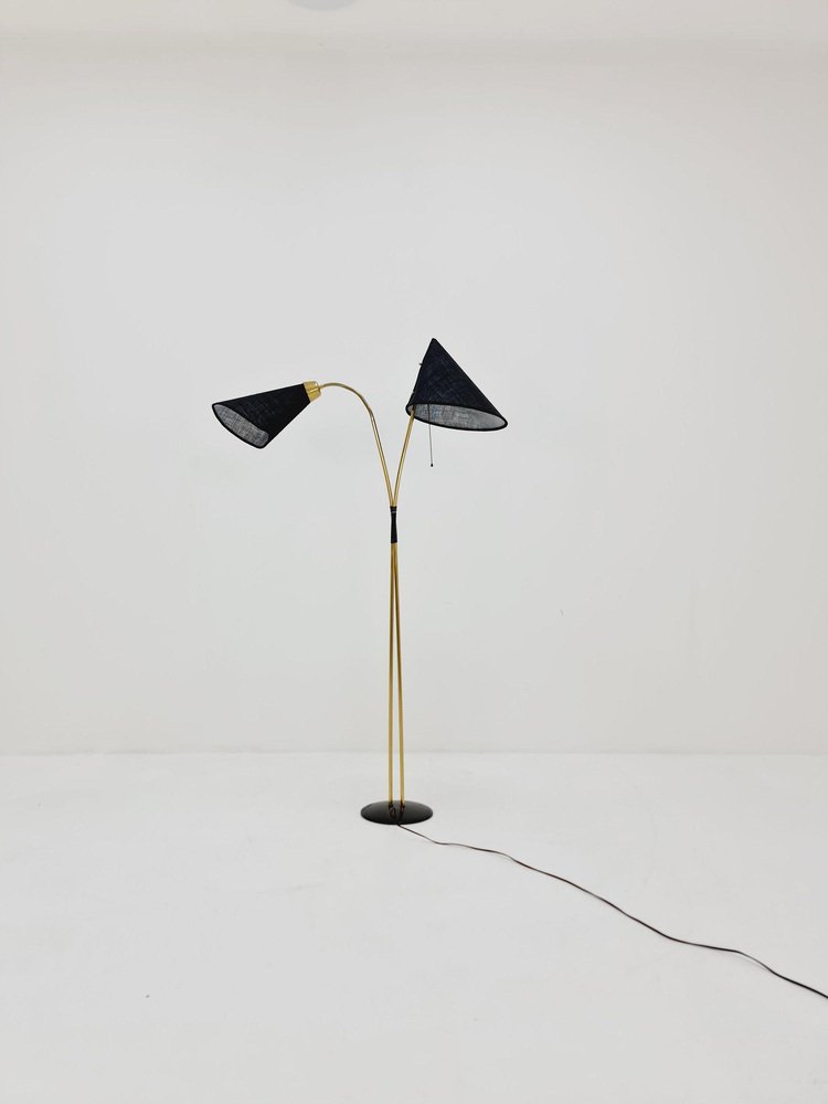 German Modern Three Flex Arms Brass Floor Lamp, 1950s