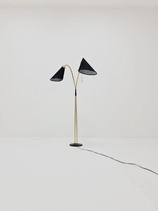 German Modern Three Flex Arms Brass Floor Lamp, 1950s