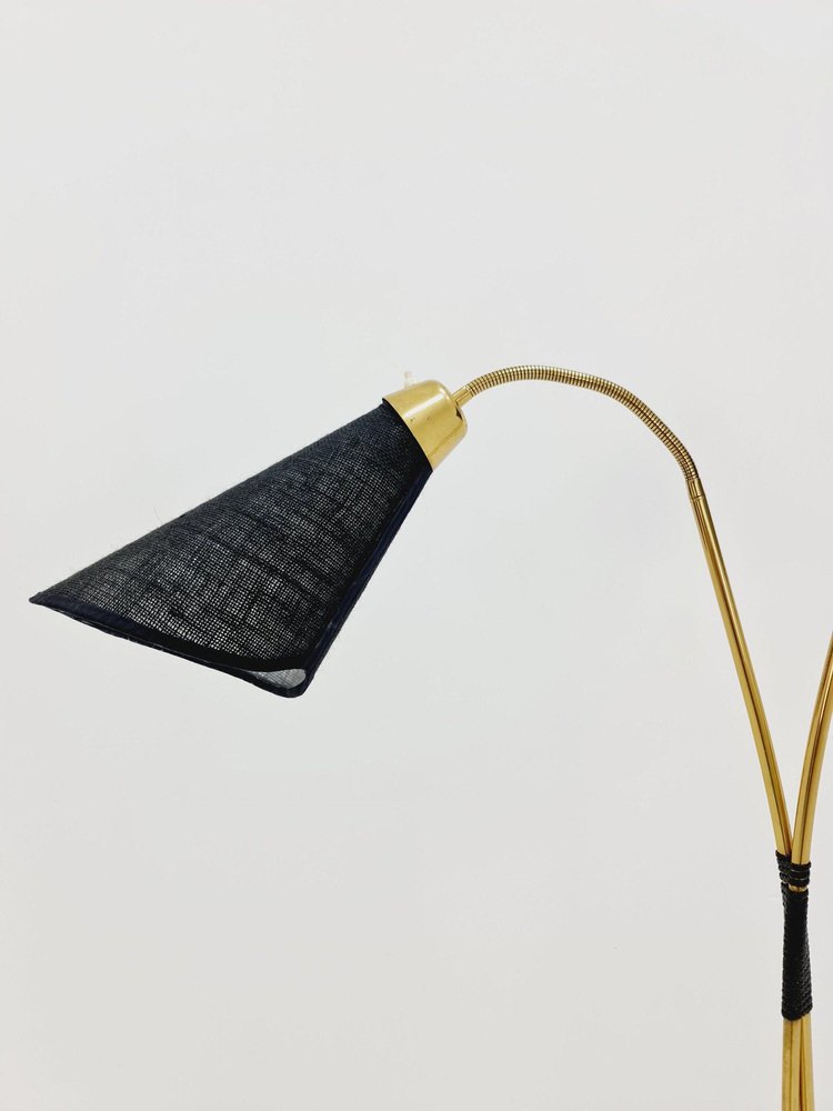 German Modern Three Flex Arms Brass Floor Lamp, 1950s