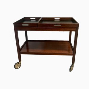 German Modernist Walnut Serving Cart with Removable Trays from Wilhelm Renz, 1960s-JP-970428