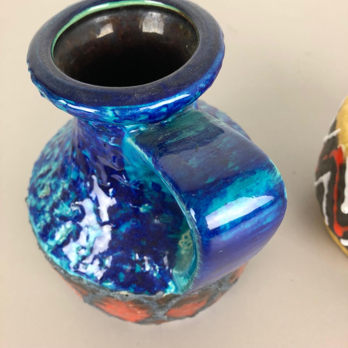 German Multi-Color 215-17 Fat Lava Op Art Pottery Vases from Bay Ceramics, Set of 2