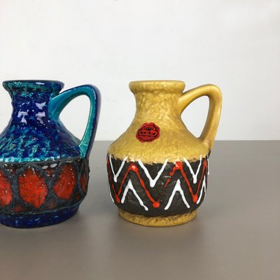 German Multi-Color 215-17 Fat Lava Op Art Pottery Vases from Bay Ceramics, Set of 2-QZ-1077045