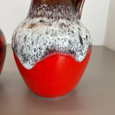 German Multi-Color Fat Lava Op Art Pottery Vase from BAY Ceramics, 1970s, Set of 2-QZ-1257937