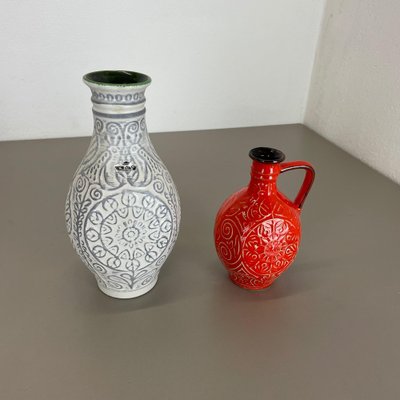 German Multi-Color Fat Lava Op Art Pottery Vase from BAY Ceramics, Set of 2-QZ-1257931