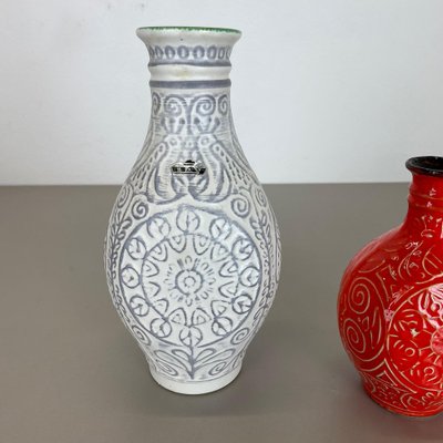 German Multi-Color Fat Lava Op Art Pottery Vase from BAY Ceramics, Set of 2-QZ-1257931