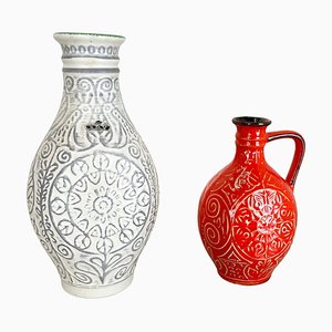 German Multi-Color Fat Lava Op Art Pottery Vase from BAY Ceramics, Set of 2-QZ-1257931