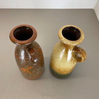 German Multi-Color Pottery Fat Lava Vases from Scheurich, 1970s, Set of 2-QZ-1169016