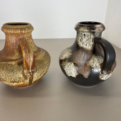 German Multi-Color Pottery Fat Lava Vases from Scheurich, 1970s, Set of 2-QZ-1169012