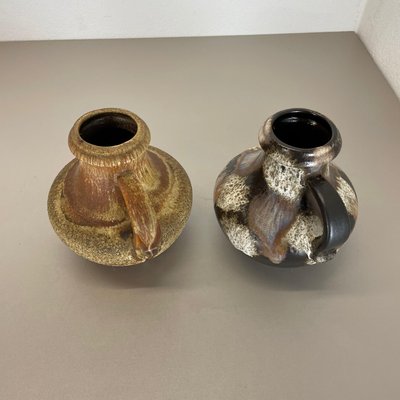 German Multi-Color Pottery Fat Lava Vases from Scheurich, 1970s, Set of 2-QZ-1169012