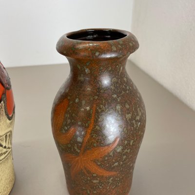 German Multi-Color Pottery Fat Lava Vases from Scheurich, 1970s, Set of 2-QZ-1169015