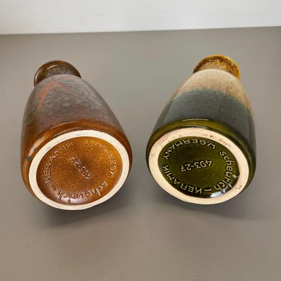 German Multi-Color Pottery Fat Lava Vases from Scheurich, 1970s, Set of 2-QZ-1169016