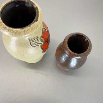 German Multi-Color Pottery Fat Lava Vases from Scheurich, 1970s, Set of 2-QZ-1169015