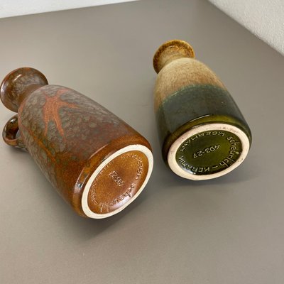 German Multi-Color Pottery Fat Lava Vases from Scheurich, 1970s, Set of 2-QZ-1169016