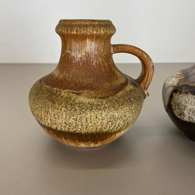 German Multi-Color Pottery Fat Lava Vases from Scheurich, 1970s, Set of 2-QZ-1169012