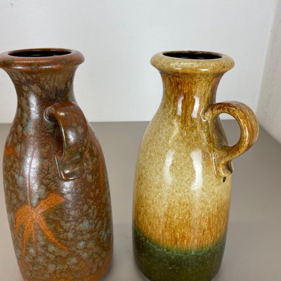 German Multi-Color Pottery Fat Lava Vases from Scheurich, 1970s, Set of 2-QZ-1169016