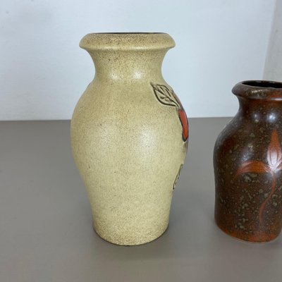 German Multi-Color Pottery Fat Lava Vases from Scheurich, 1970s, Set of 2-QZ-1169015