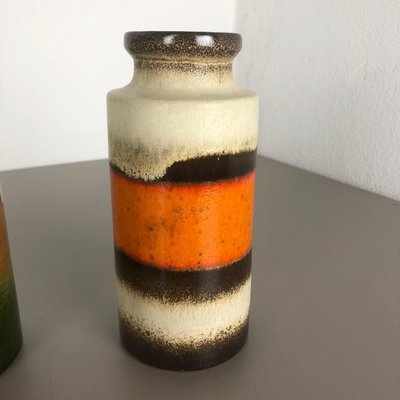 German Multicolor Fat Lava Vase Pottery by Scheurich, 1970s, Set of 3-QZ-1092984