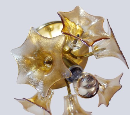 German Murano Glass and Brass Ceiling Lamp by Josef Simon & Josef Schelle for SiSche, 1960s-DEK-552449