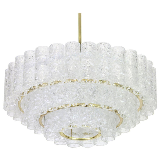 German Murano Ice Glass Tubes Chandelier by Doria, 1960s