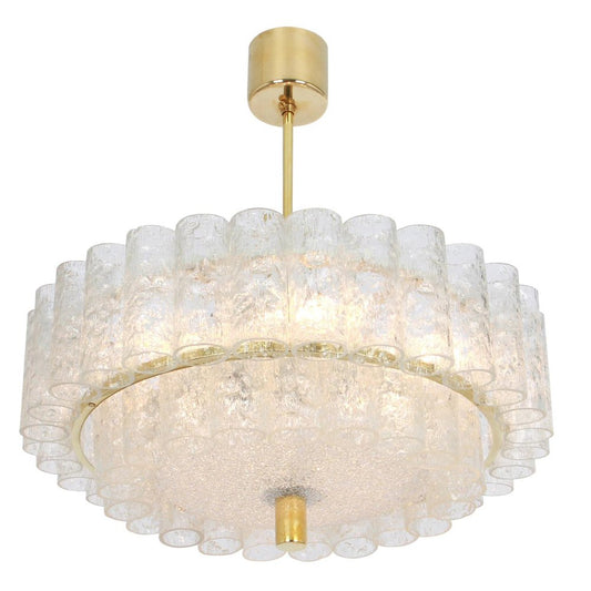 German Murano Ice Glass Tubes Chandelier by Doria, 1960s