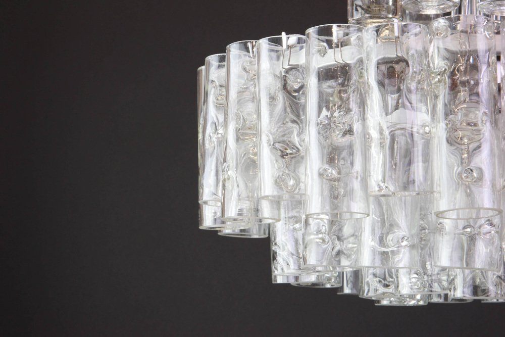 German Murano Ice Glass Tubes Chandelier by Doria, 1960s-UGR-1085539