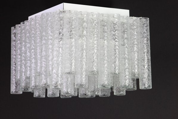 German Murano Ice Glass Tubes Flushmount by Doria, 1960s-UGR-1085637