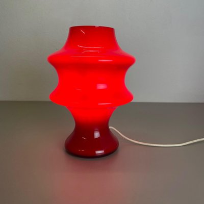 German Mushroom Red Glass Desktop Light from Hustadt Lights, 1970s-QZ-1131862