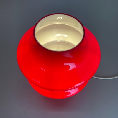 German Mushroom Red Glass Desktop Light from Hustadt Lights, 1970s-QZ-1131862