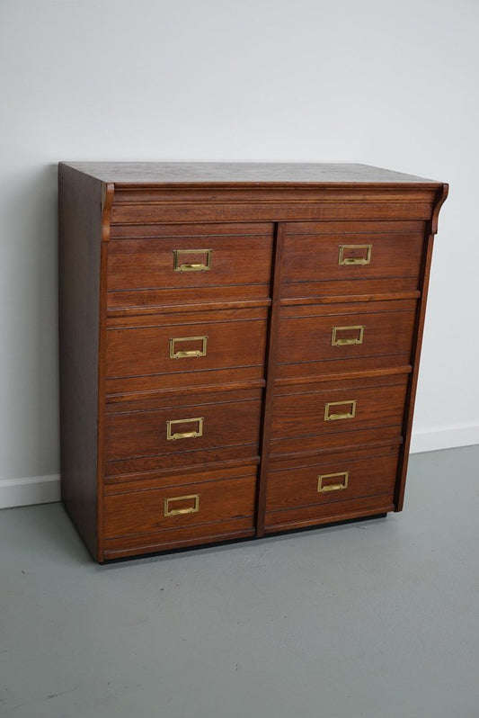 German Oak Filing Cabinet with Folding Doors from F. Soennecken, 1920s