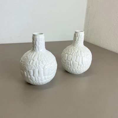 German Op Art Biscuit Porcelain Vases by Ak Kaiser, 1970s, Set of 2