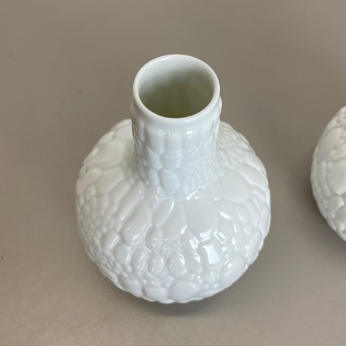 German Op Art Biscuit Porcelain Vases by Ak Kaiser, 1970s, Set of 2