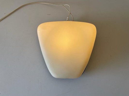 German Opaline Glass Sconce with Black Backplate in Style of Wilhelm Wagenfeld, 1960s-RDS-1294448