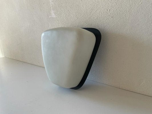 German Opaline Glass Sconce with Black Backplate in Style of Wilhelm Wagenfeld, 1960s-RDS-1294448