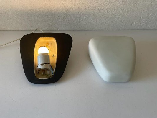 German Opaline Glass Sconce with Black Backplate in Style of Wilhelm Wagenfeld, 1960s-RDS-1294448