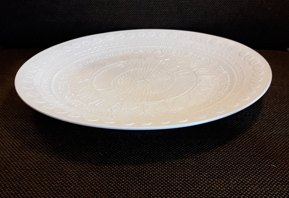 German Ornamental White Bisque Porcelain Wall Plate with Geometric Decor from Rosenthal, 1970s