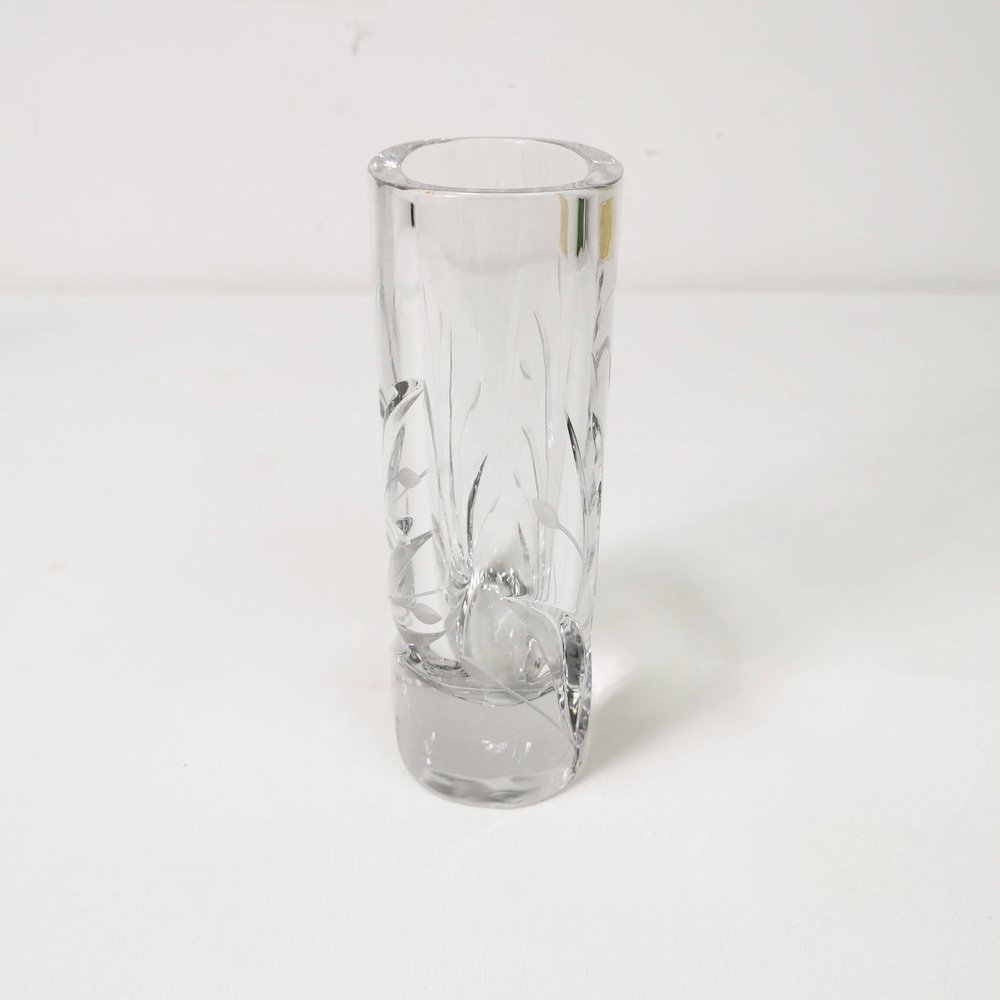 German Oval Crystal Vase from Bleikristal, 1960s-ZTG-1404800